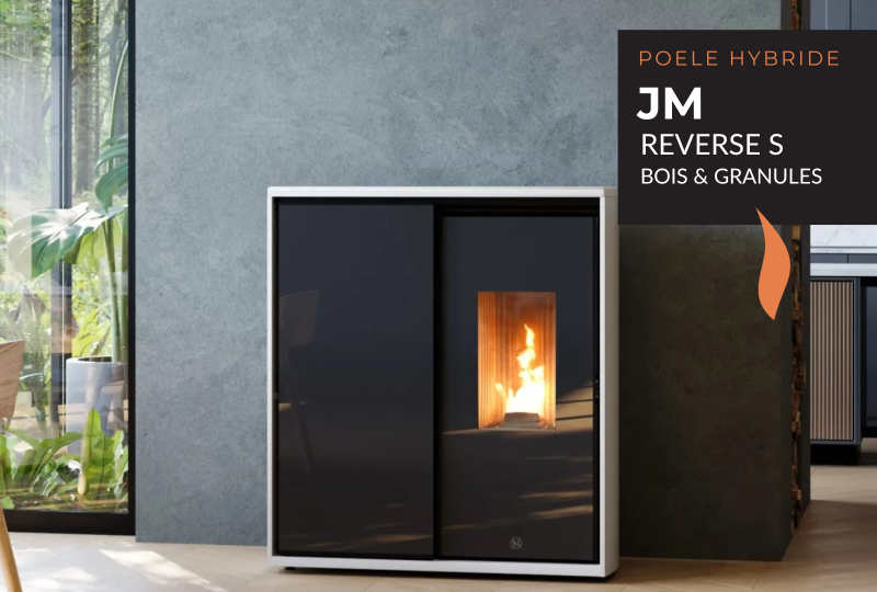 Poele Hybride bois et granulés JM chez Flamme et Creation à Lyon